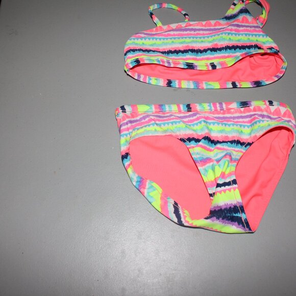 Multi Color Reversibile 2 Pcs Justice Bikini Swimsuit Suize 8 - Picture 10 of 16